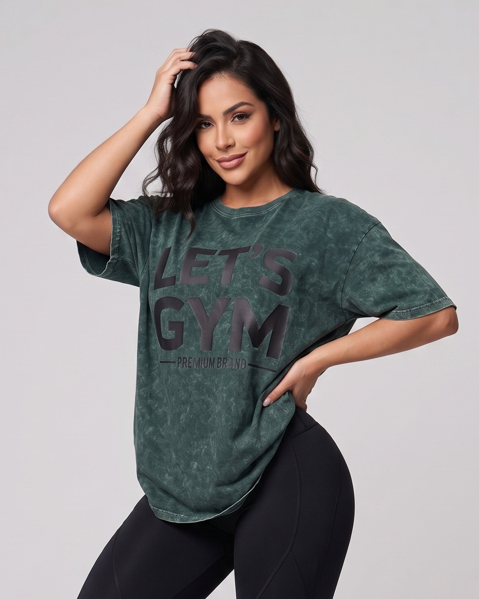 Polera Oversize Lets Gym - Look Retro Urbano Prelavada - A366