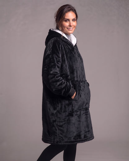 Maxi Poleron Manta Sherpa Bata Polar Con Capucha Invierno - Y501