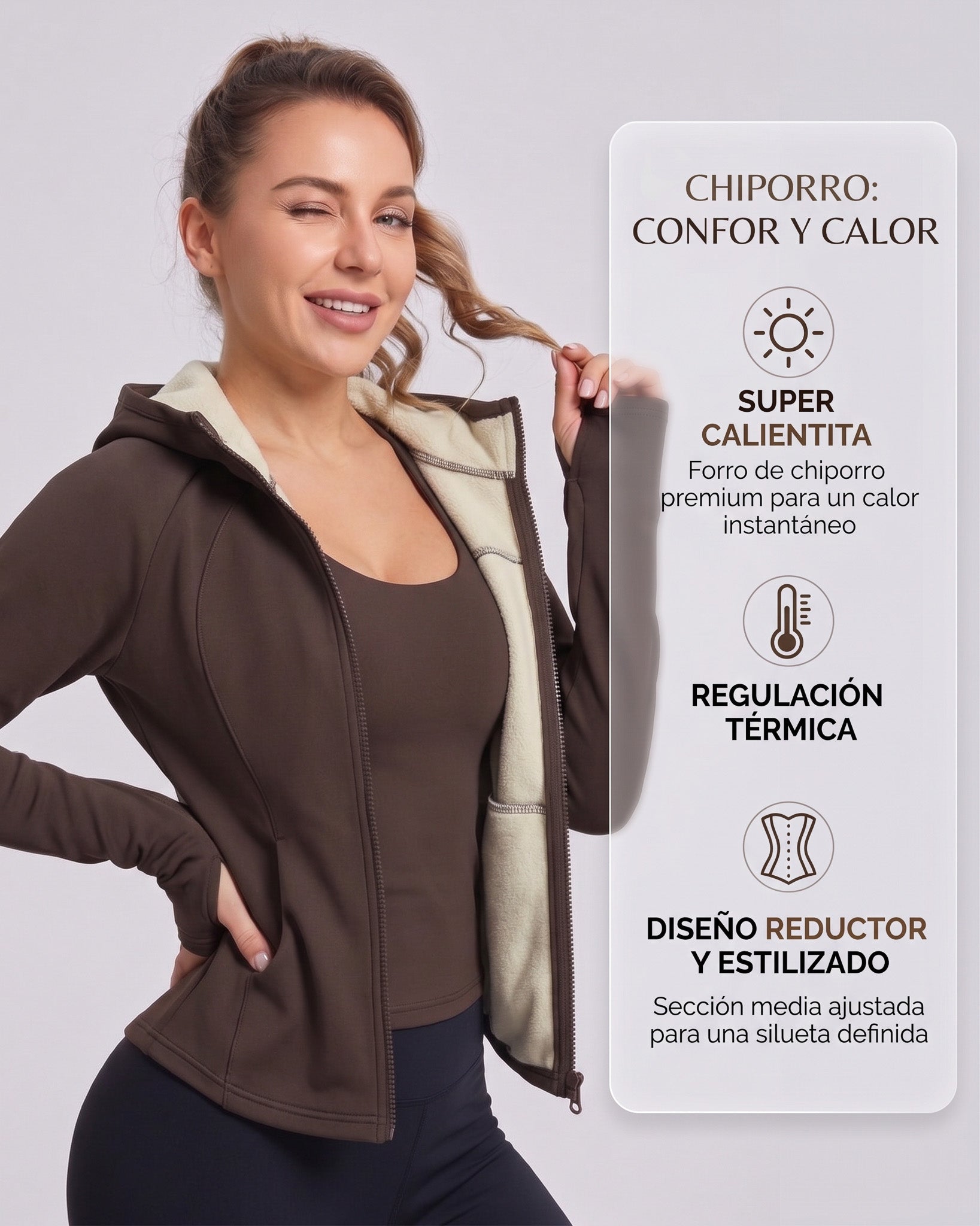 Chaqueta Chiporro Invierno Entallada Gorro Pasadedo Mujer - JYT044