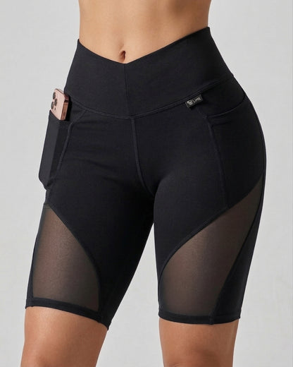 Biker Diosa Fitness - Bolsillos, Malla y Realce de Glúteos - A348