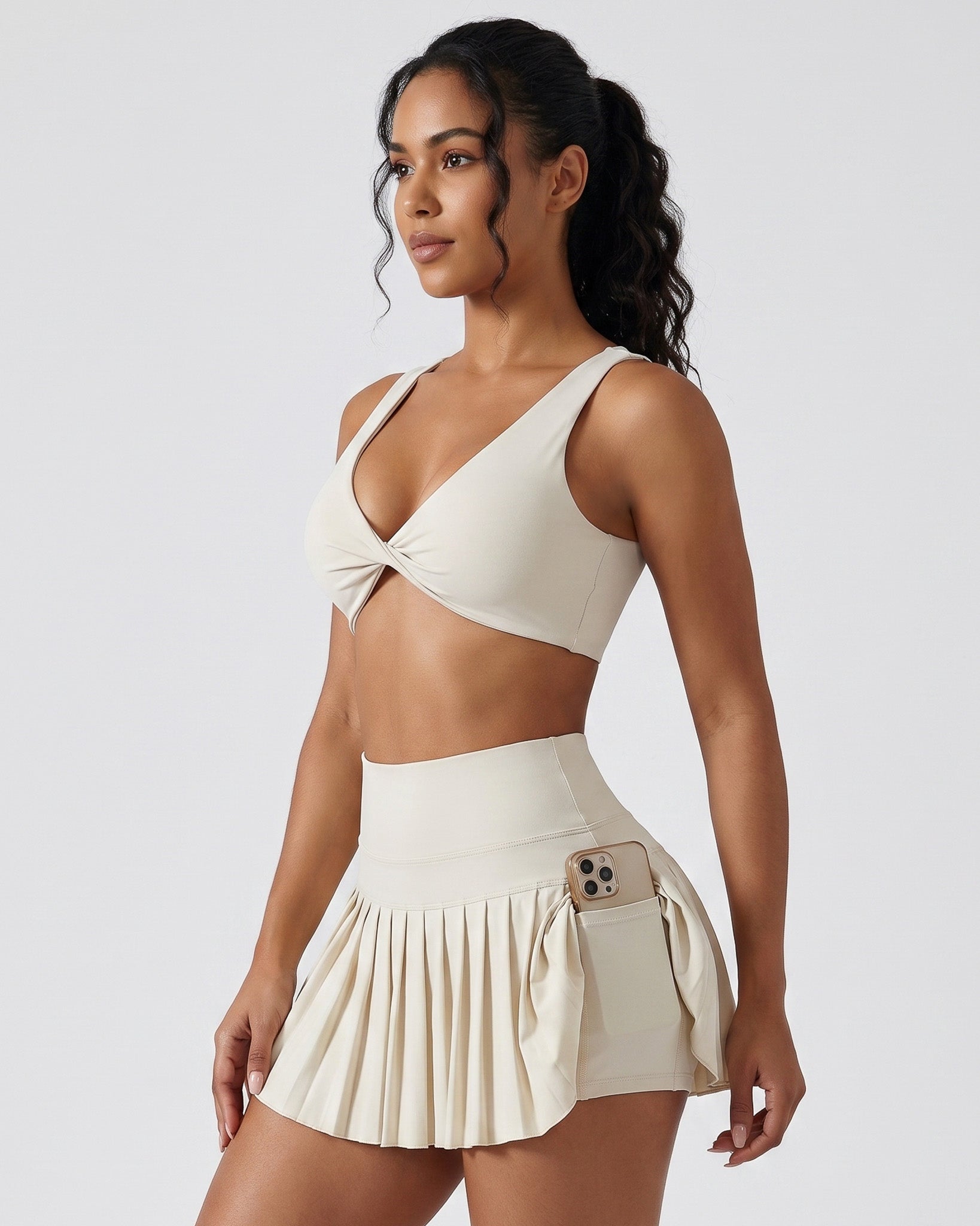 Conjunto Fitness Mujer Falda Short Plisada Y Top Deportivo - LQ1022