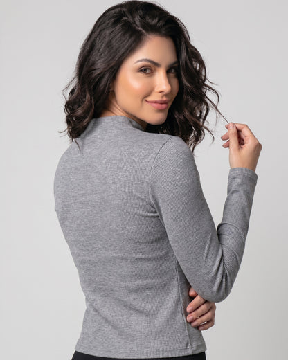 Polera Rib Pro: Cuello V, Moldeadora y Copas de Realce - YY635