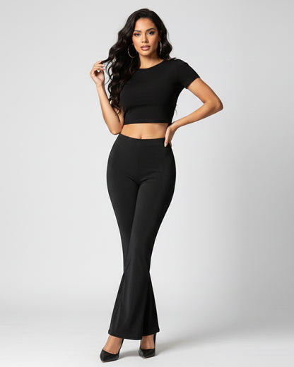 Pantalon Palazzo Elasticado y Brilloso Tendencia Biribum