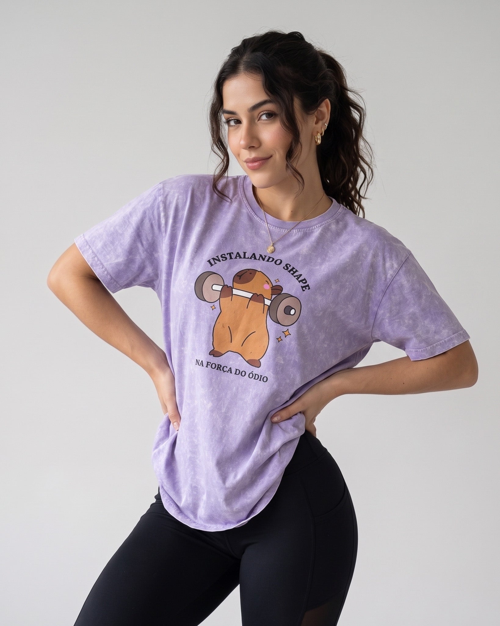 Polera Oversize Capybara - Vintage Gym Look Prelavada - A366