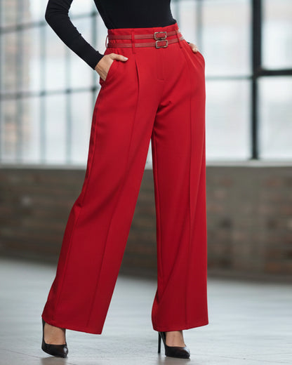 Pantalon Palazzo De Vestir Con Dos Cinturones Tiro Alto
