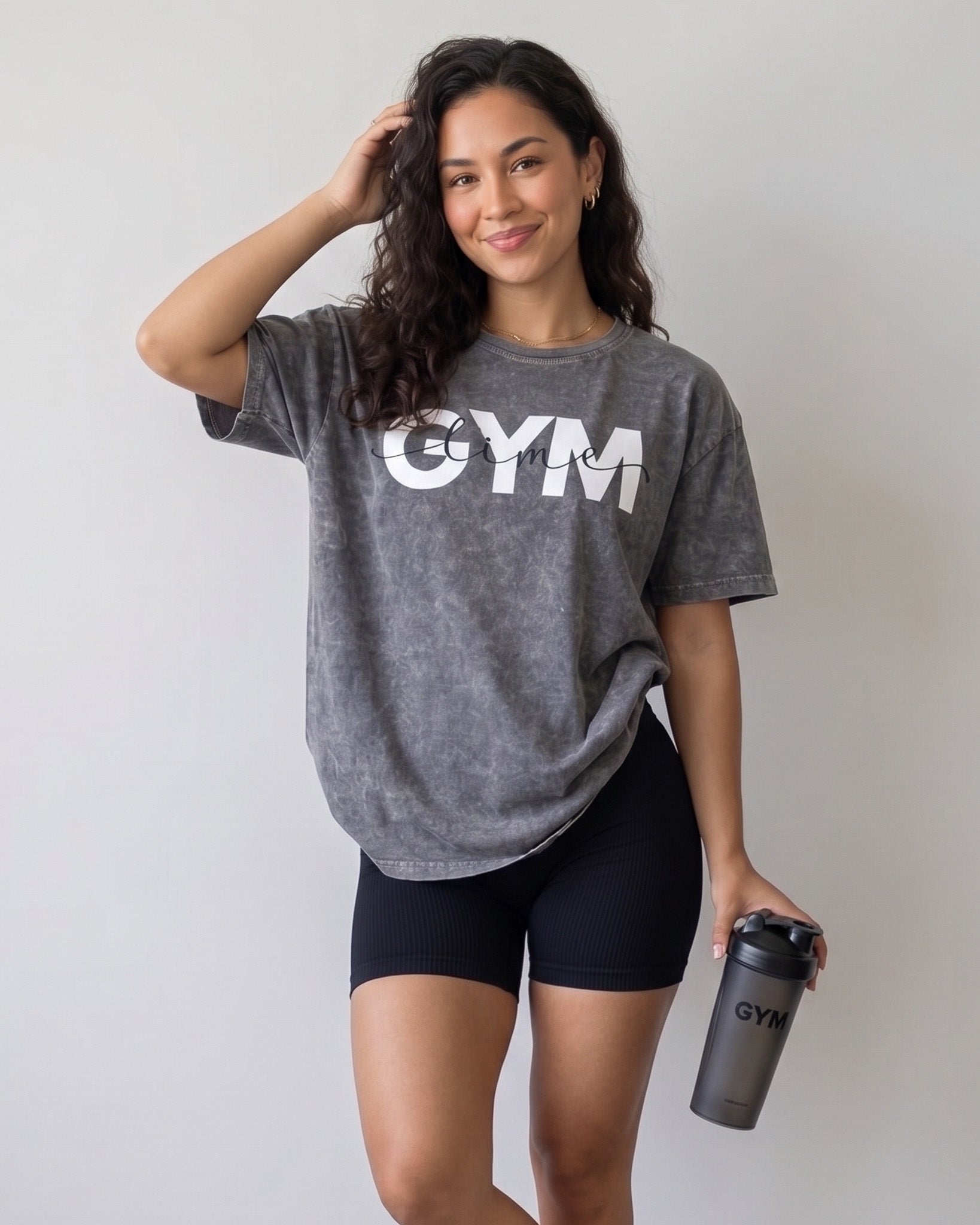 Polera Oversize Gym Time - Look Retro Aesthetic Prelavada - A366