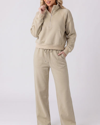 Buzo Completo Casual De Dos Piezas Polerón Corto Y Pantalón Ancho - LQ1015