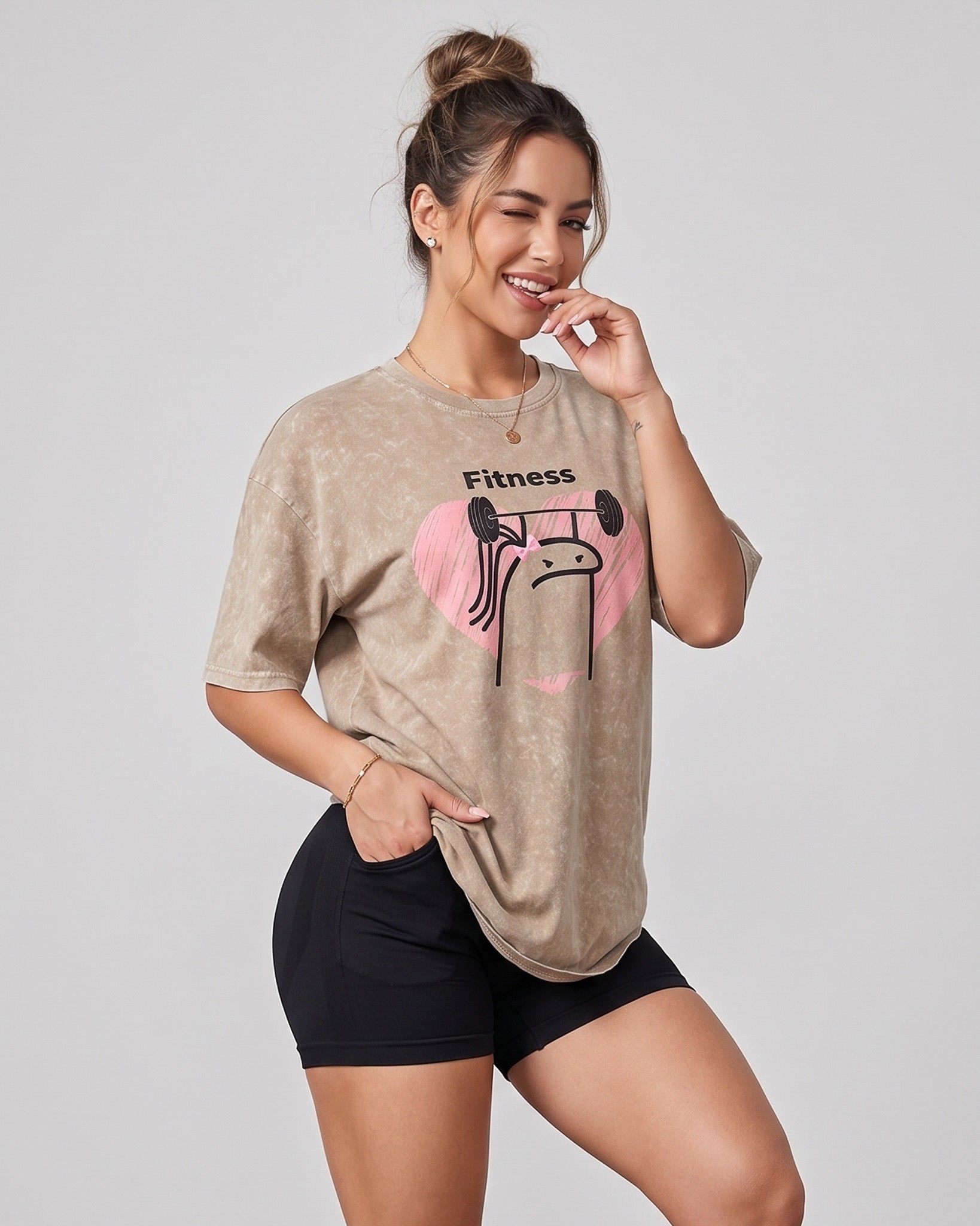 Polera Fitness Oversize - Vintage Gym Look Prelavada Pro - A366