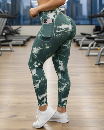 Calza Deportiva Mujer tie dye con bolsillo Push up - YJ191