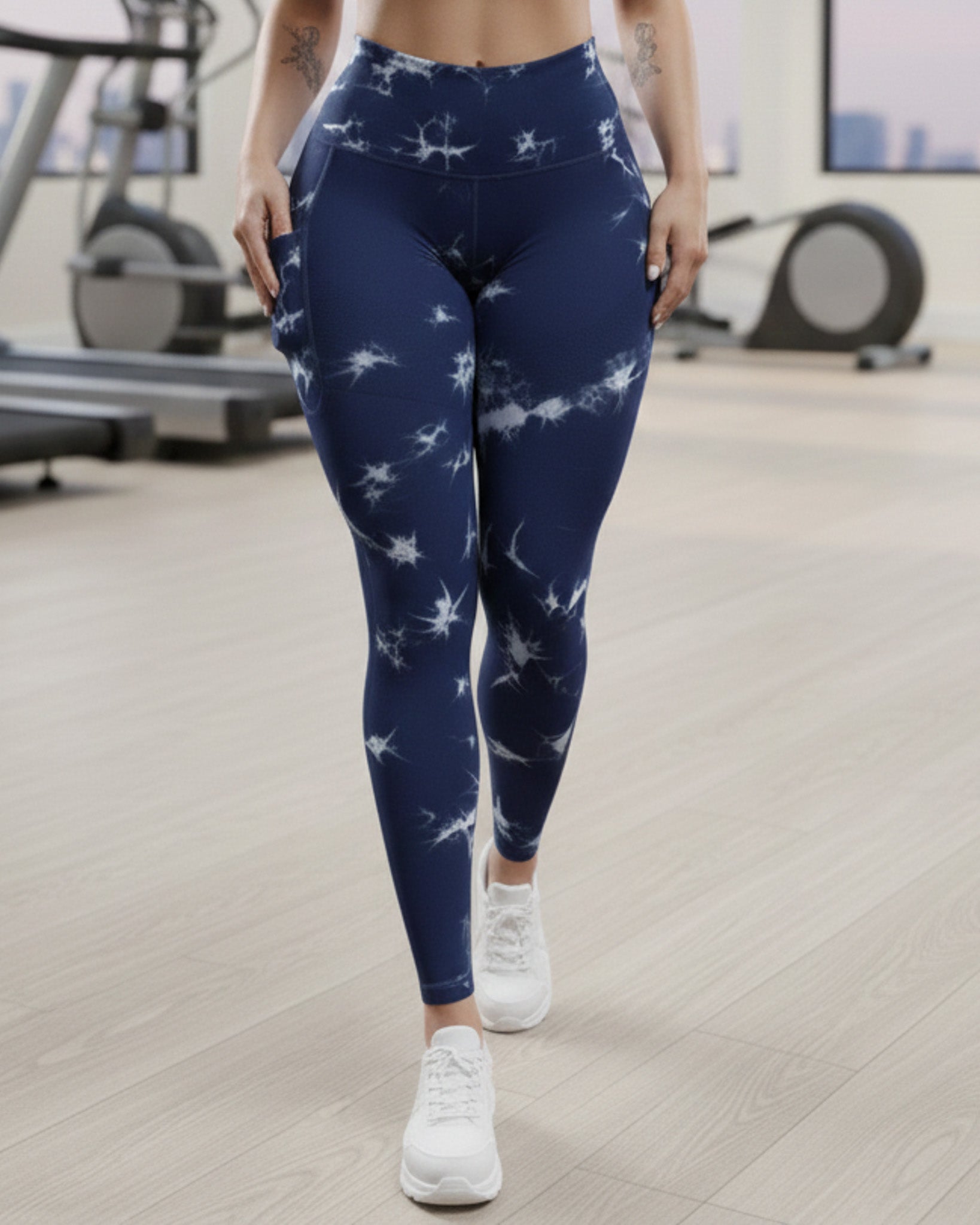 Calza Deportiva Mujer tie dye con bolsillo Push up - YJ191