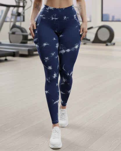 Calza Deportiva Mujer tie dye con bolsillo Push up - YJ191