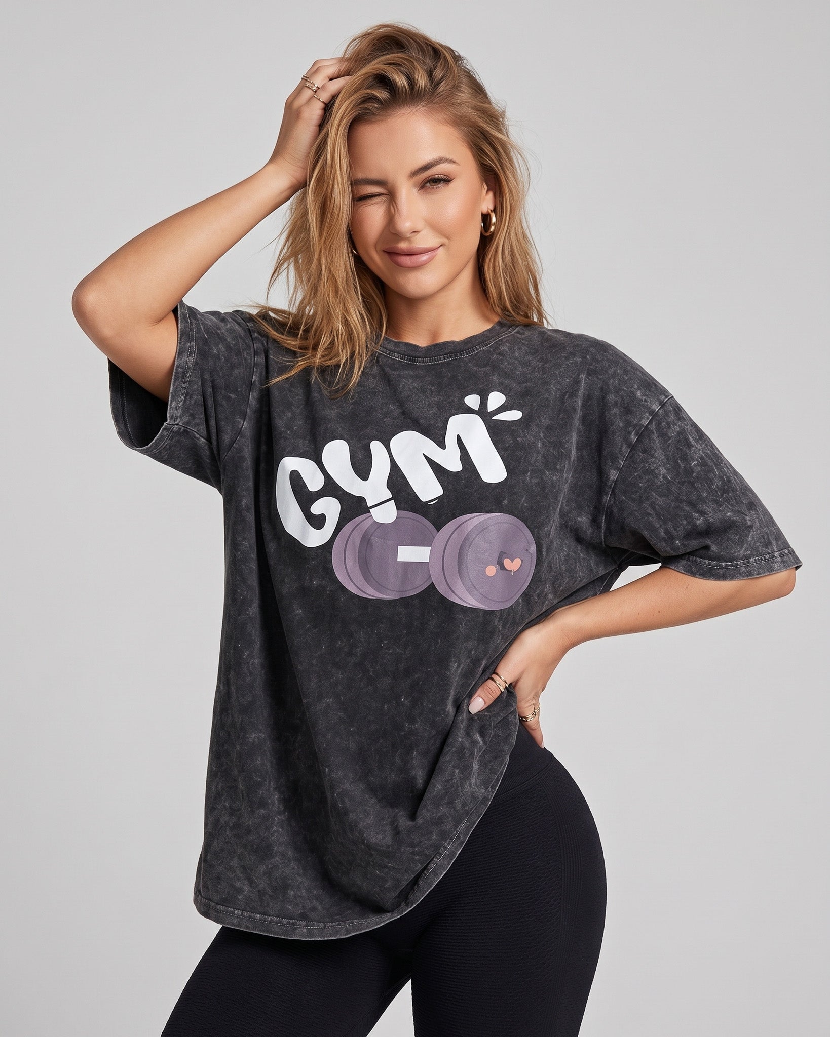 Polera Gym Oversize Mujer - Look Retro & Suave Prelavada - A366