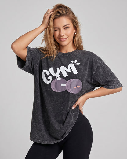 Polera Gym Oversize Mujer - Look Retro & Suave Prelavada - A366