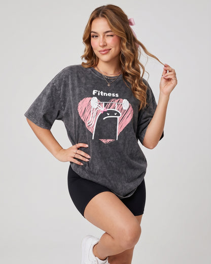 Polera Fitness Oversize - Vintage Gym Look Prelavada Pro - A366
