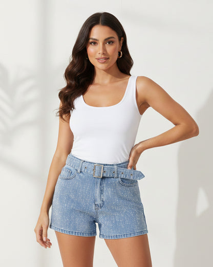 Short De Mezclilla Fresco con Brillos Fashion - OZ3107