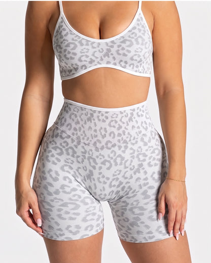 Set Fitness Animal Print Short Tiro Alto Y Top