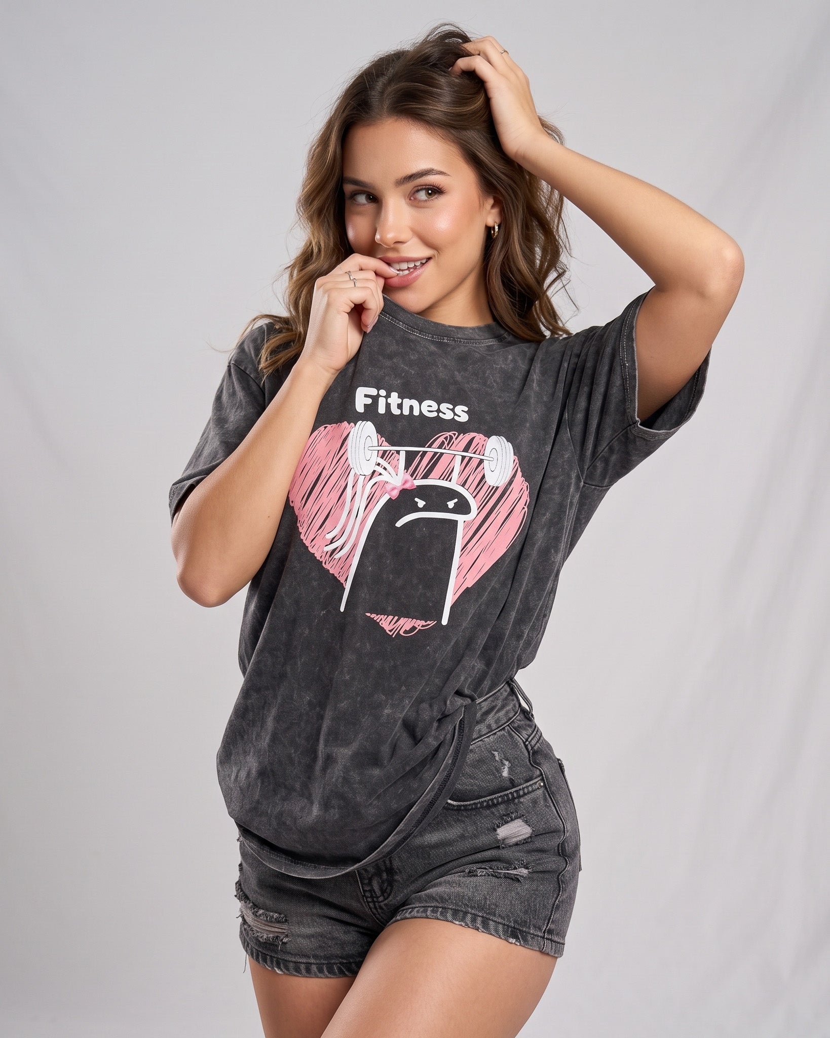 Polera Fitness Oversize - Vintage Gym Look Prelavada Pro - A366