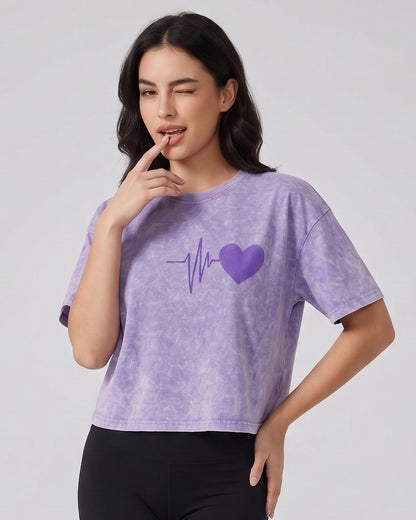 Polera Mujer Corazón Retro Gym - Ultra Suave Training - A365