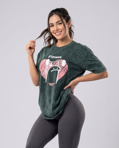 Polera Fitness Oversize - Vintage Gym Look Prelavada Pro - A366