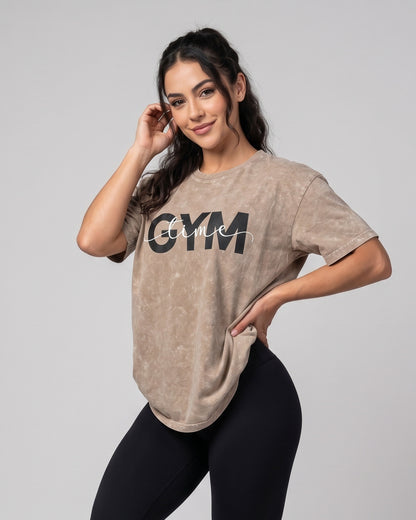 Polera Oversize Gym Time - Look Retro Aesthetic Prelavada - A366