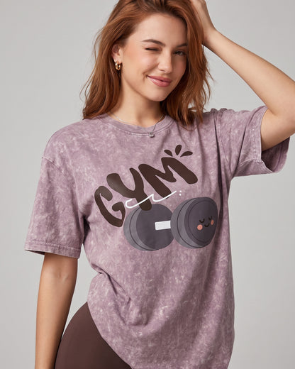 Polera Gym Oversize Mujer - Look Retro & Suave Prelavada - A366
