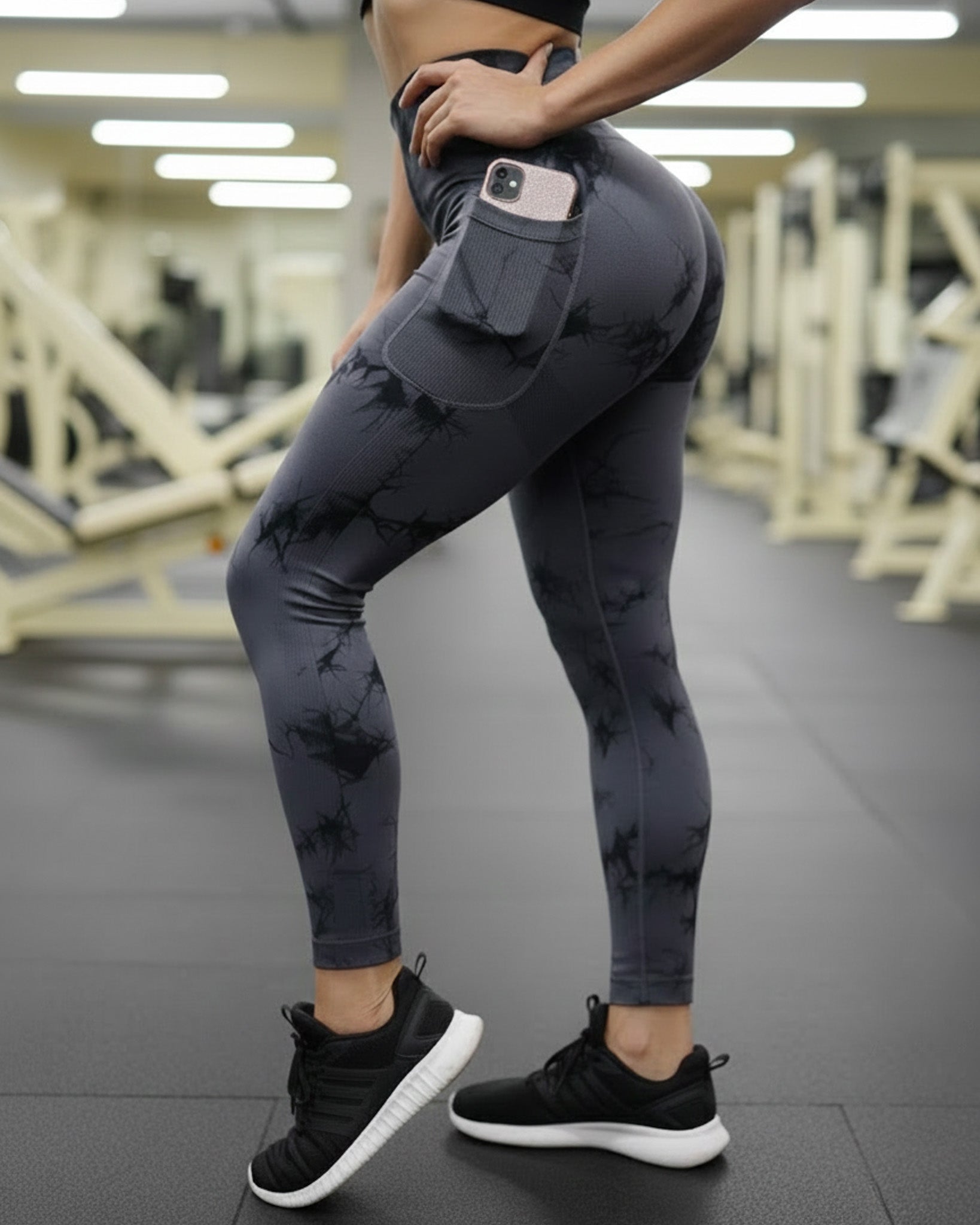 Calza Deportiva Mujer tie dye con bolsillo Push up - YJ191