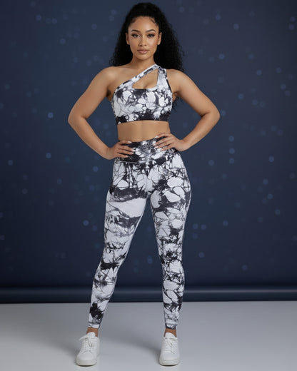 Conjunto de 2 piezas con top y leggings tie dye