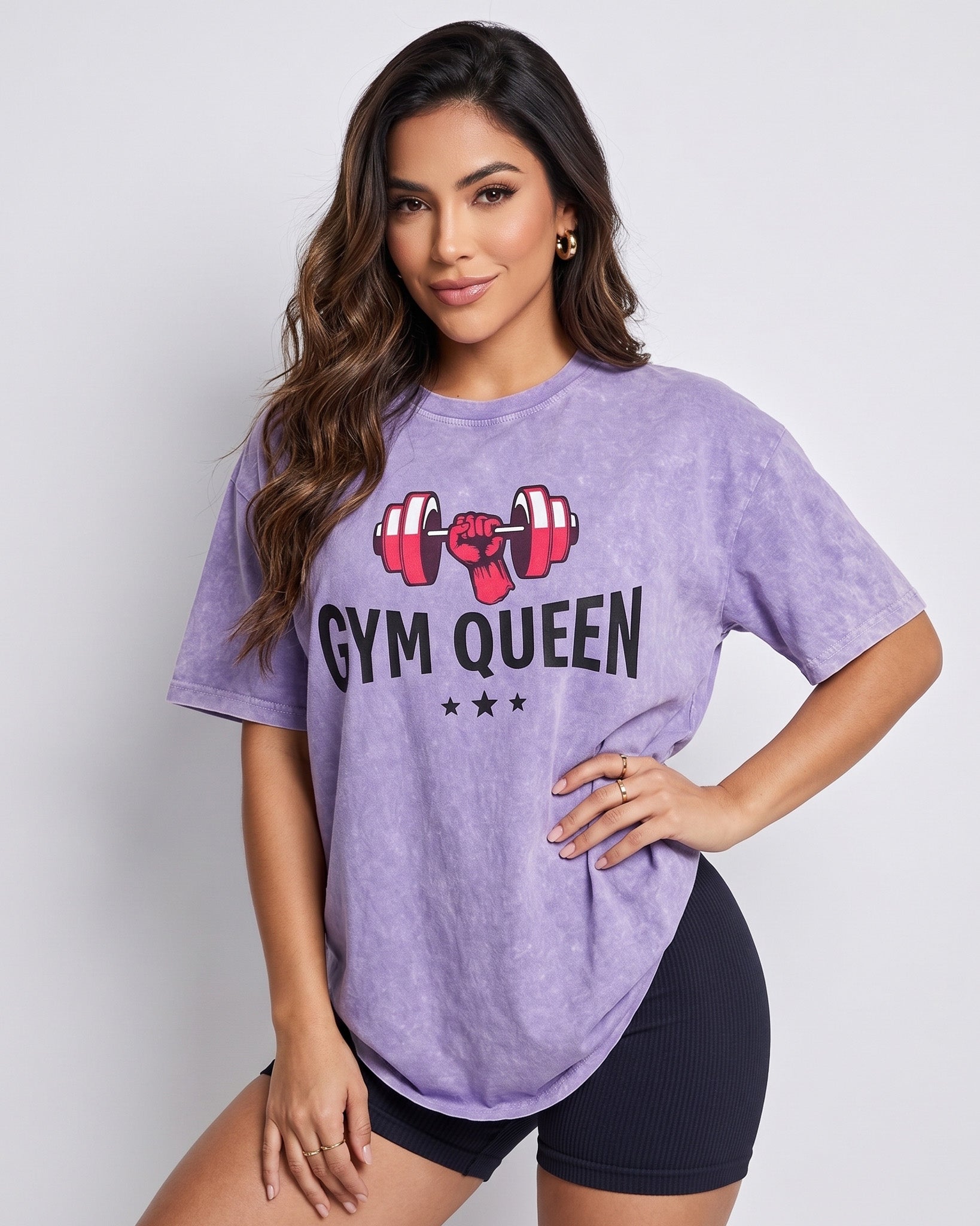 Polera Oversize Mujer Gym Queen - Look Retro Prelavada - A366