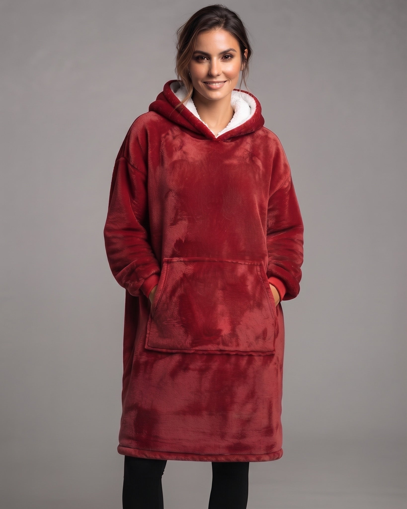 Maxi Poleron Manta Sherpa Bata Polar Con Capucha Invierno - Y501