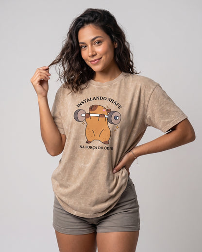 Polera Oversize Capybara - Vintage Gym Look Prelavada - A366