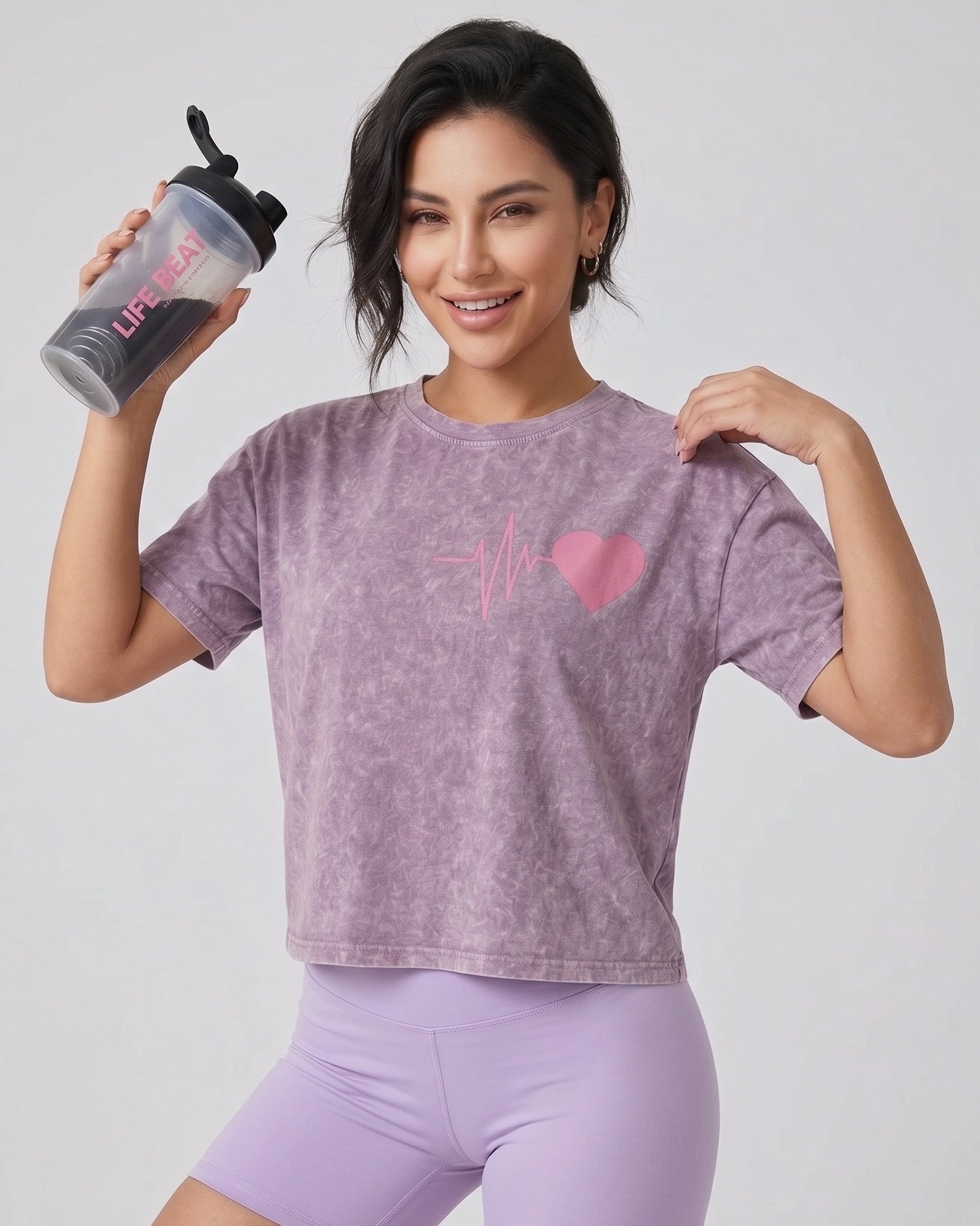 Polera Mujer Corazón Retro Gym - Ultra Suave Training - A365