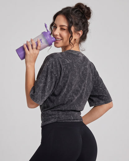 Polera Gym Oversize Mujer - Look Retro & Suave Prelavada - A366