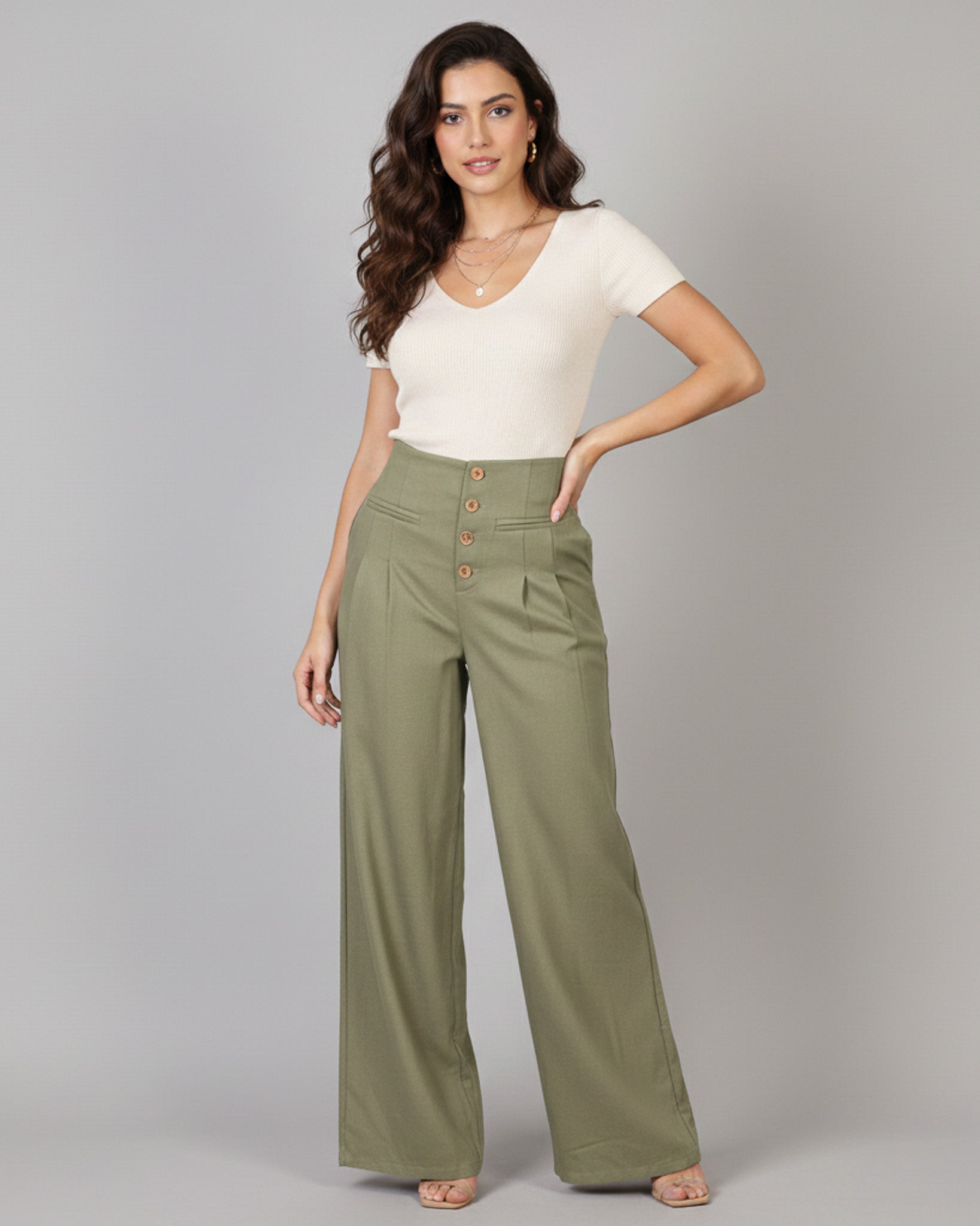 Pantalon Palazzo Mujer Cintura Alta - Verano - ZM2524