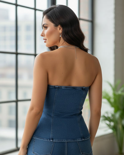 Corset Moldeadora de Mezclilla con Botones Dorados