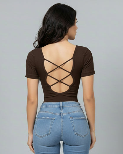 Body Mujer Escote Cuadrado y Espalda con Tirantes Moldeador - YJ274