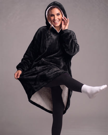 Maxi Poleron Manta Sherpa Bata Polar Con Capucha Invierno - Y501