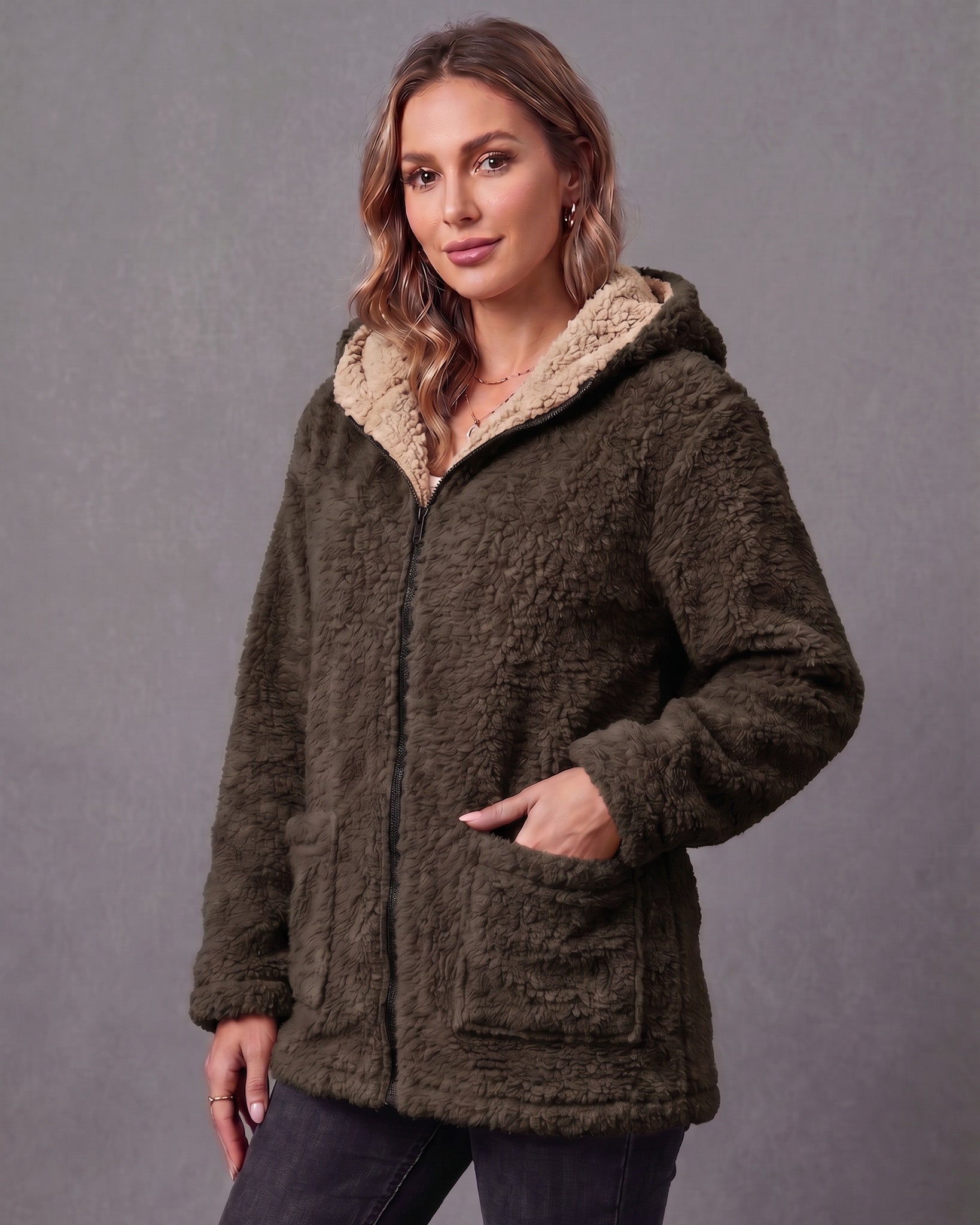 Chaqueta Abrigo Reversible Chiporro Mujer Capucha Invierno - JC516020