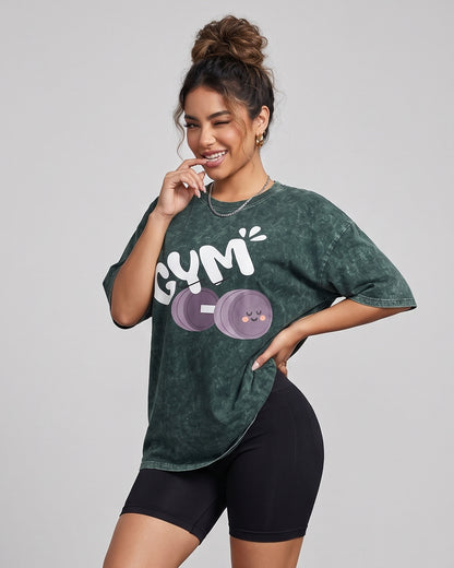 Polera Gym Oversize Mujer - Look Retro & Suave Prelavada - A366