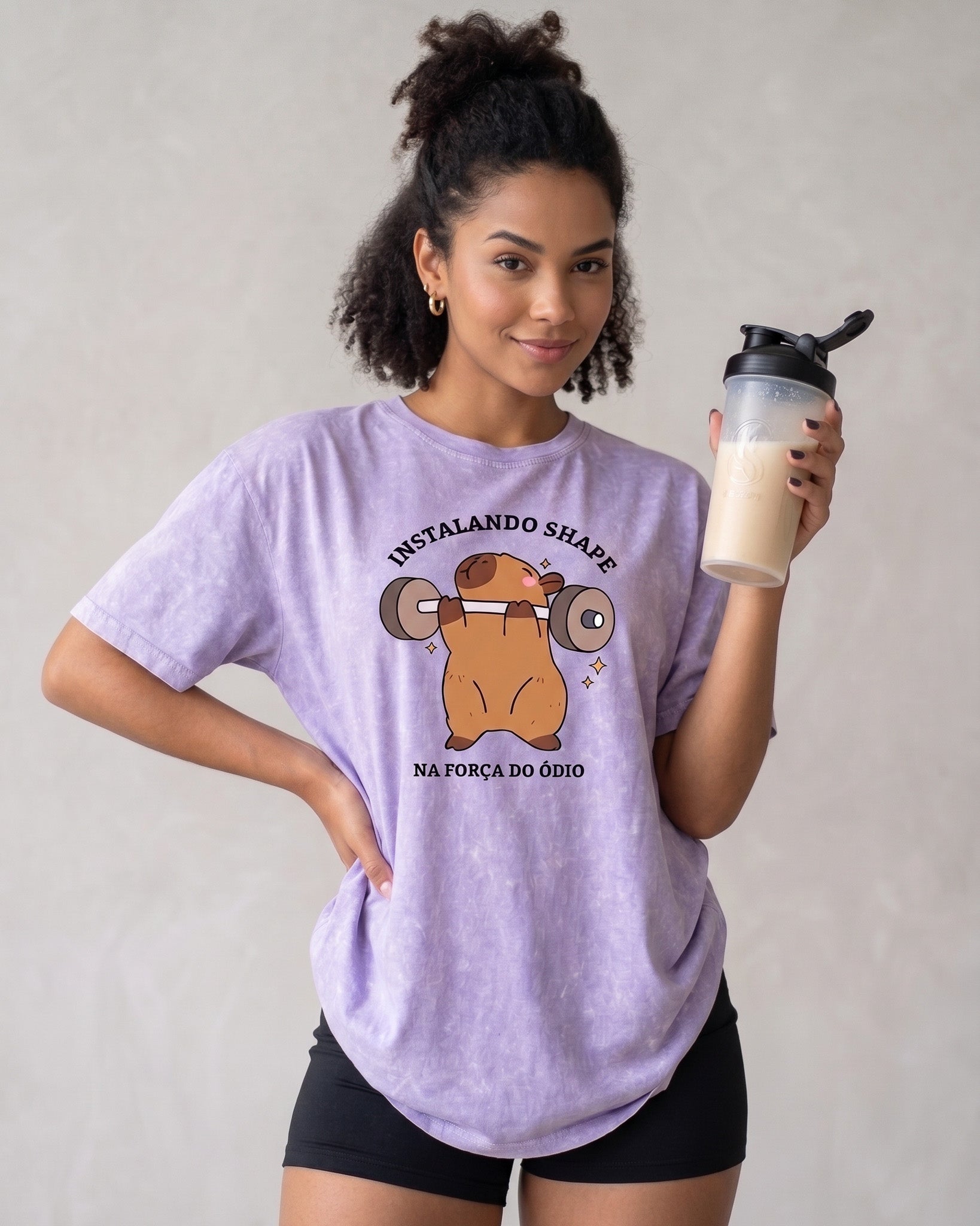 Polera Oversize Capybara - Vintage Gym Look Prelavada - A366