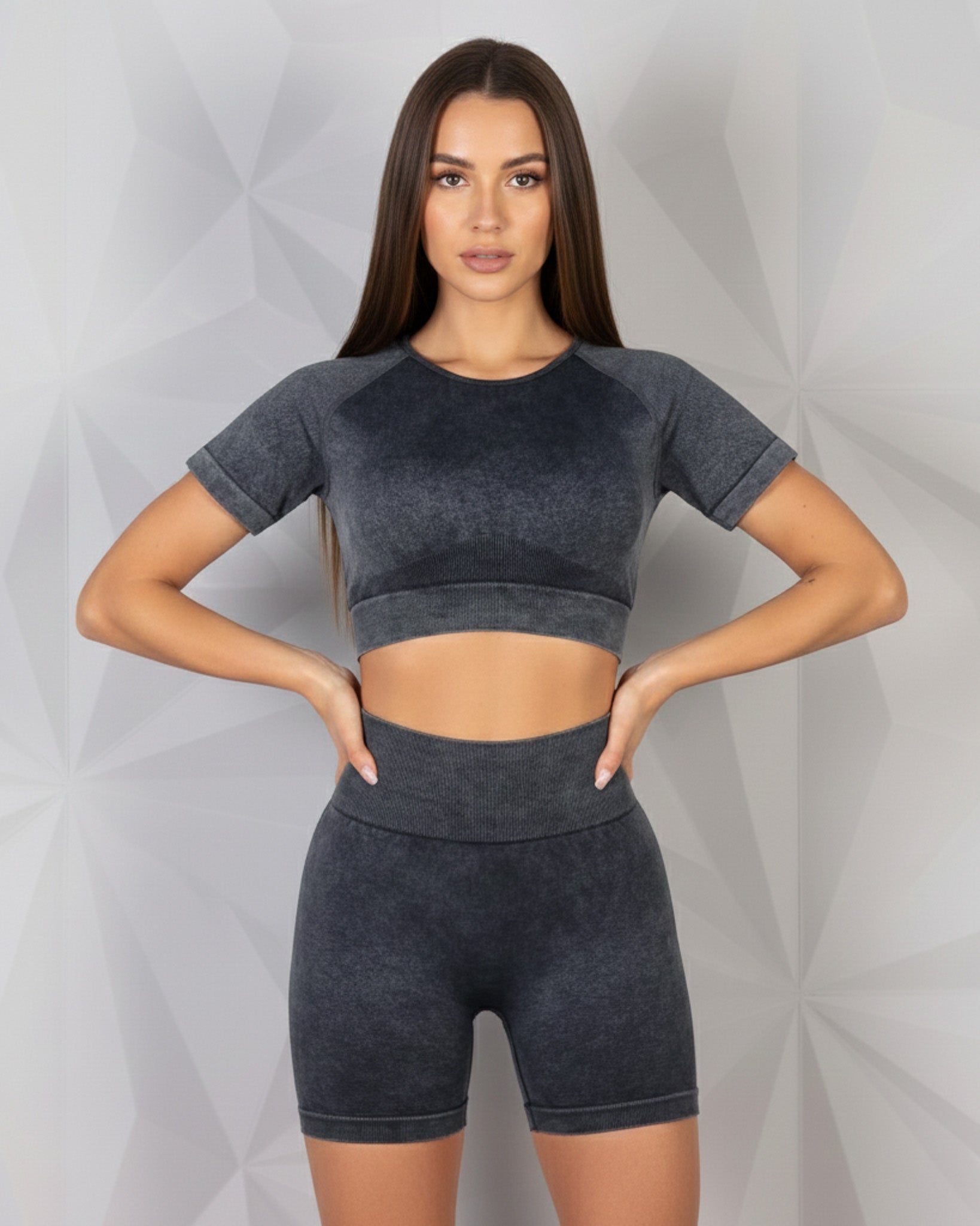 Conjunto Corto prelavado deportvo para Mujer  Yj203