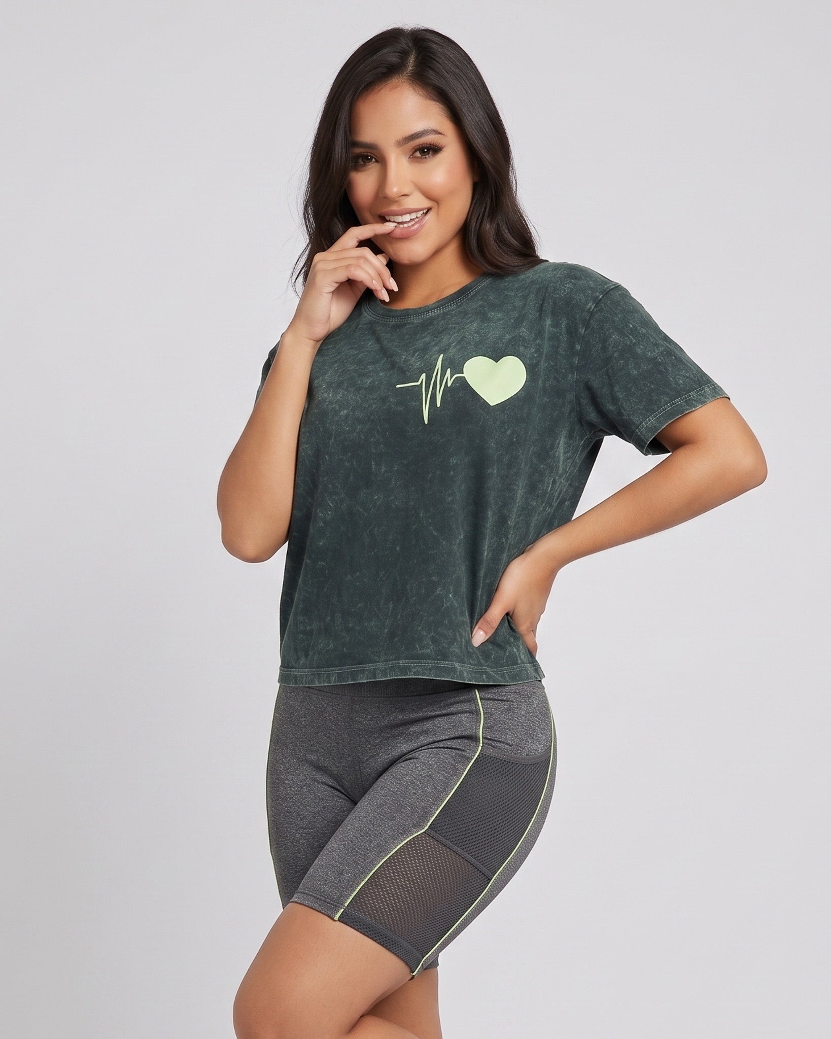 Polera Mujer Corazón Retro Gym - Ultra Suave Training - A365