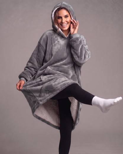 Maxi Poleron Manta Sherpa Bata Polar Con Capucha Invierno - Y501