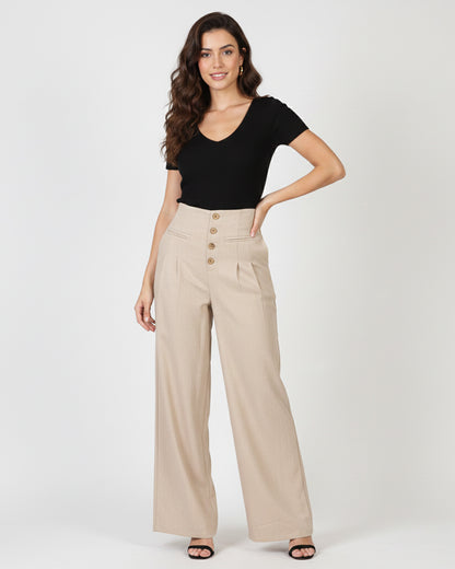 Pantalon Palazzo Mujer Cintura Alta - Verano - ZM2524