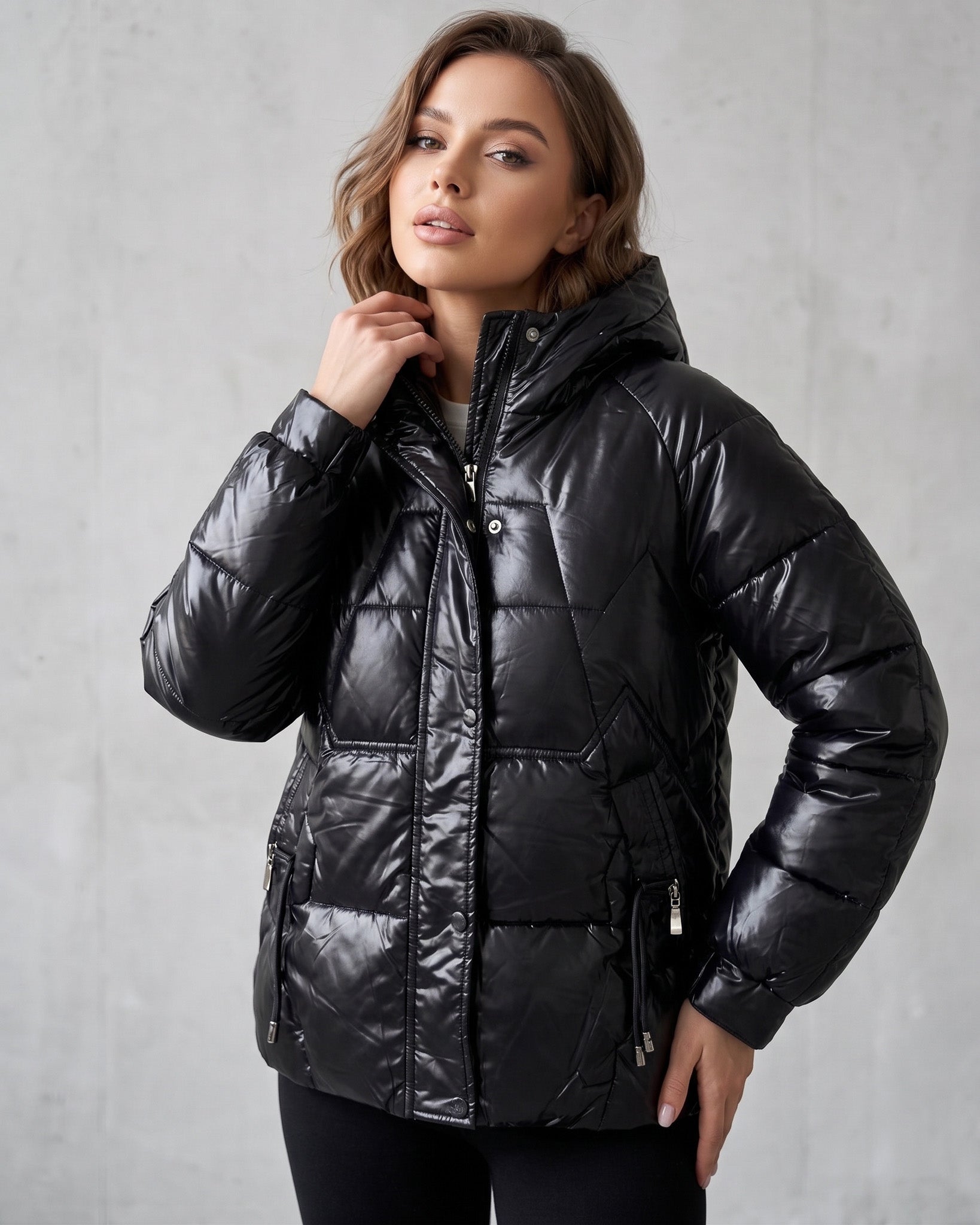 Parka Puffer Satinada: Estilo Urbano, Térmico y Premium - EXU1755