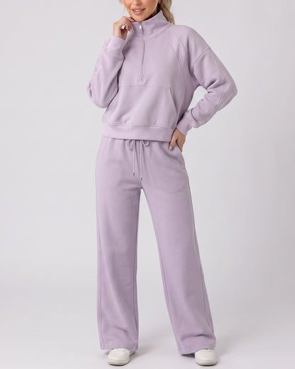 Buzo Completo Casual De Dos Piezas Polerón Corto Y Pantalón Ancho - LQ1015