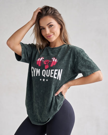 Polera Oversize Mujer Gym Queen - Look Retro Prelavada - A366