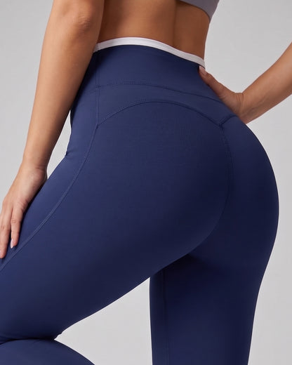 Calza Flare Tiro Alto Mujer Viral Premium Línea Blanca - W2508