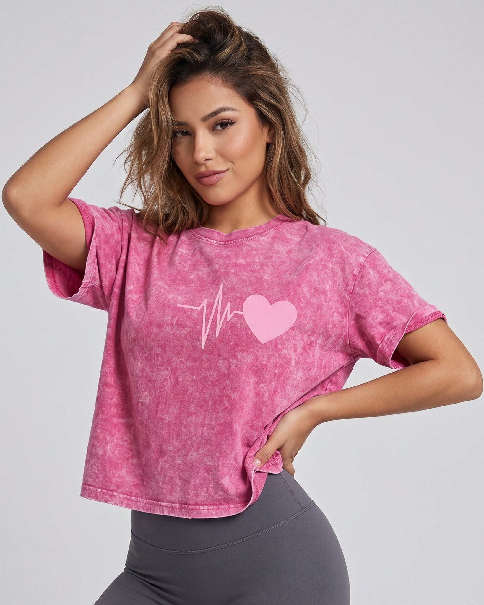 Polera Mujer Corazón Retro Gym - Ultra Suave Training - A365