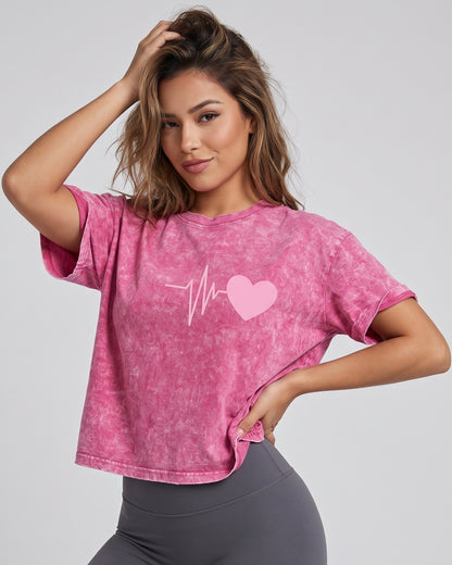 Polera Mujer Corazón Retro Gym - Ultra Suave Training - A365