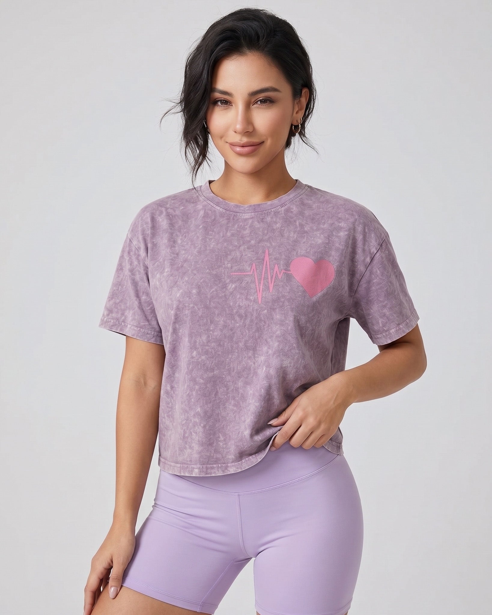 Polera Mujer Corazón Retro Gym - Ultra Suave Training - A365